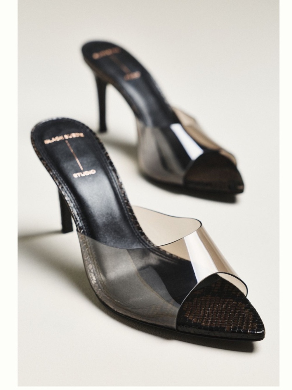 Black Suede Studio Bella Mule Heels